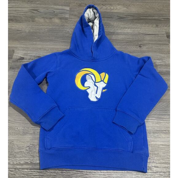 NFL Team Apparel Los Angeles Rams Logo Blue Hooded Sweatshirt Youth Small - Picture 1 of 6
